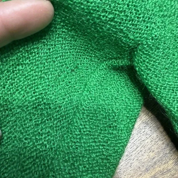 Vintage 70s Mohair Cardigan Sweater Green Medium